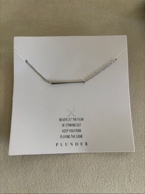 Plunder Silver Horizontal Bar Necklace - Sleek Minimal Pendant